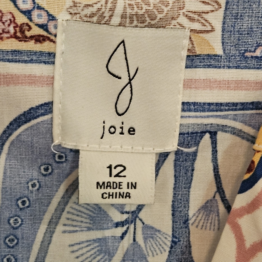 NWOT Joie Dress: Size- 12: Tropical Print: Balloon Sleeve: Belted - Picture 4 of 11